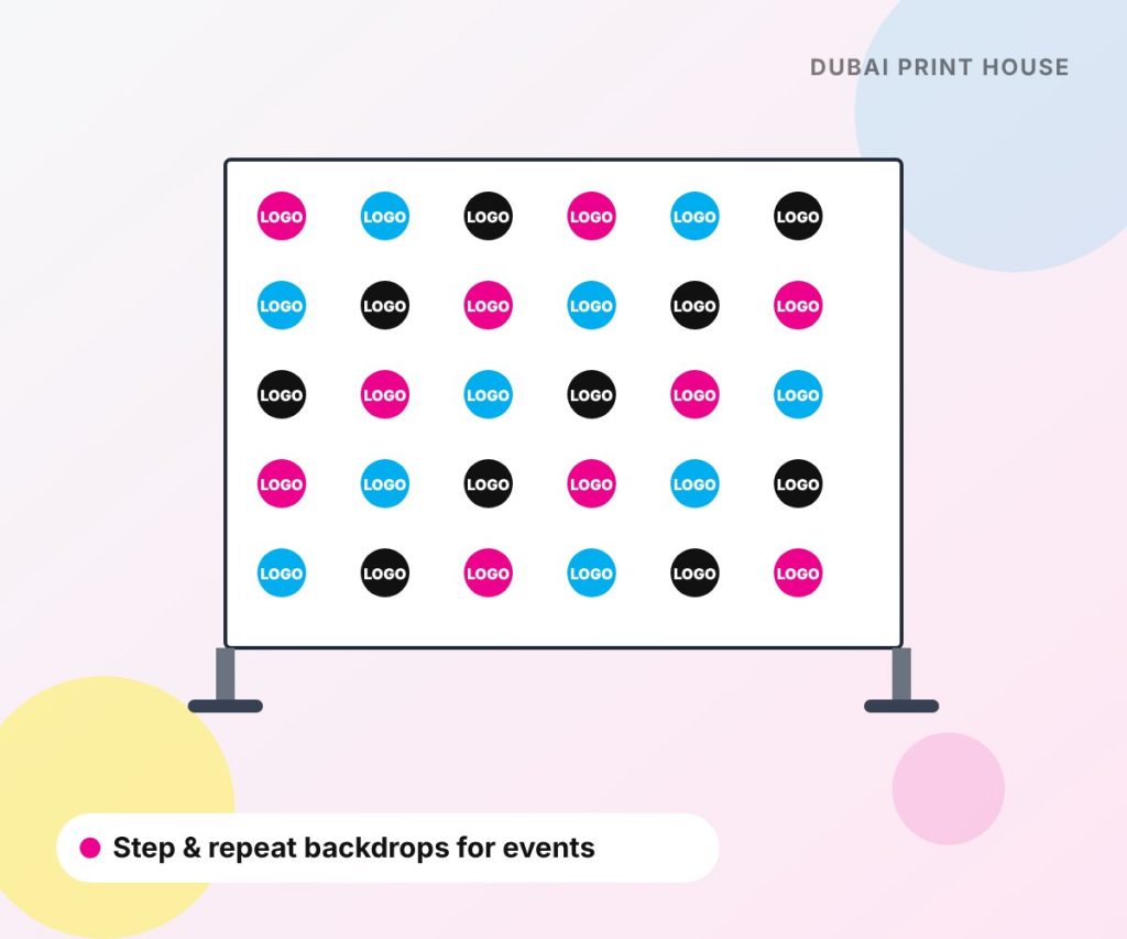 Step and repeat backdrop printing for events in Dubai
