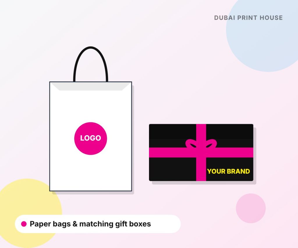 Printed paper bag with matching branded gift box